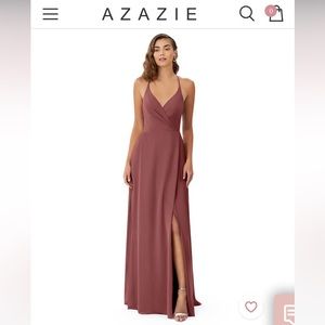 Azazie bridesmaids dress in dessert rose